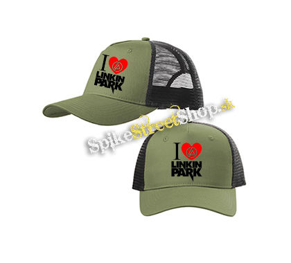 I LOVE LINKIN PARK - olivovočierna sieťkovaná šiltovka model "Trucker Cap"