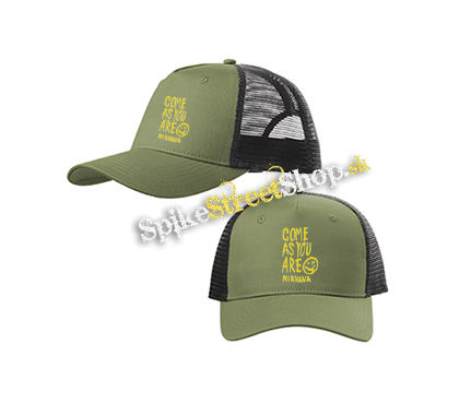 NIRVANA - Come As You Are - olivovočierna sieťkovaná šiltovka model "Trucker Cap"