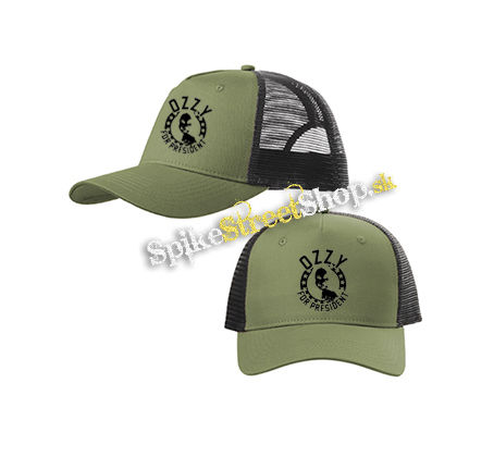 OZZY OSBOURNE - For President - olivovočierna sieťkovaná šiltovka model "Trucker Cap"