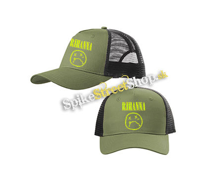 RIHANNA - olivovočierna sieťkovaná šiltovka model "Trucker Cap"