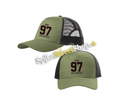 ROSÉ 97 - BLACKPINK - Pink Number Years - olivovočierna sieťkovaná šiltovka model "Trucker Cap"