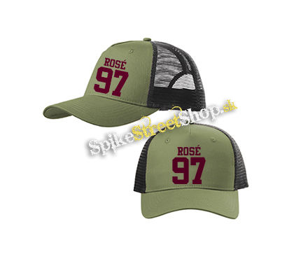 ROSÉ 97 - Pink Logo - olivovočierna sieťkovaná šiltovka model "Trucker Cap"