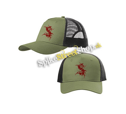 SEPULTURA - Red Logo - olivovočierna sieťkovaná šiltovka model "Trucker Cap"