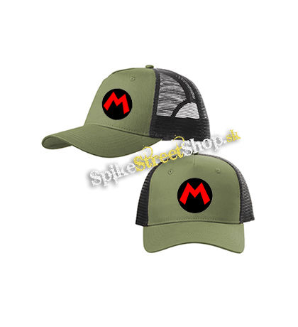 SUPER MARIO - Red Logo Crest - olivovočierna sieťkovaná šiltovka model "Trucker Cap"