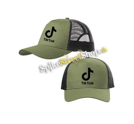 TIK TOK - Logo - olivovočierna sieťkovaná šiltovka model "Trucker Cap"
