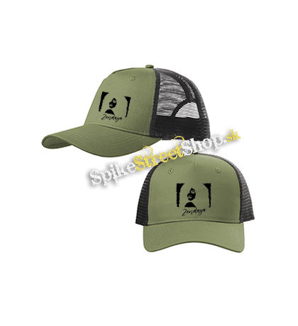 ZENDAYA - Logo & Portrait - olivovočierna sieťkovaná šiltovka model "Trucker Cap"