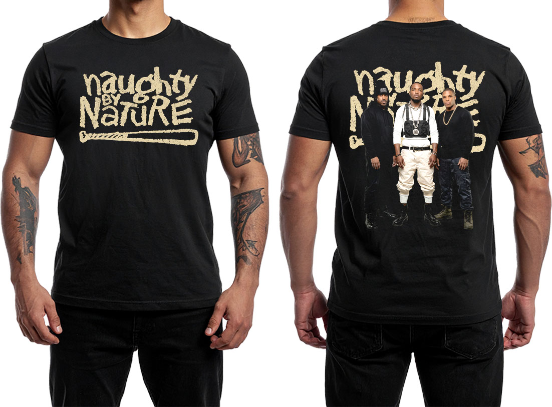NAUGHTY BY NATURE - Band Poster - čierne pánske tričko