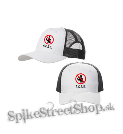 ACAB - Pictogram - bieločierna sieťkovaná šiltovka model "Trucker Cap"