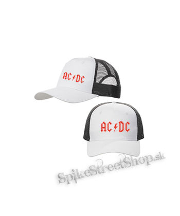 ACDC - Red Logo Vintage - bieločierna sieťkovaná šiltovka model "Trucker Cap"