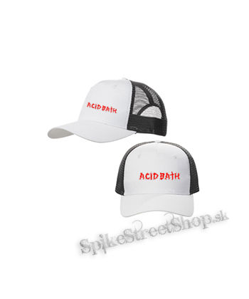 ACID BATH - Logo Red - bieločierna sieťkovaná šiltovka model "Trucker Cap"