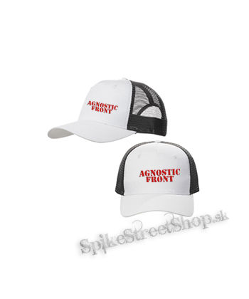 AGNOSTIC FRONT - Logo Red - bieločierna sieťkovaná šiltovka model "Trucker Cap"