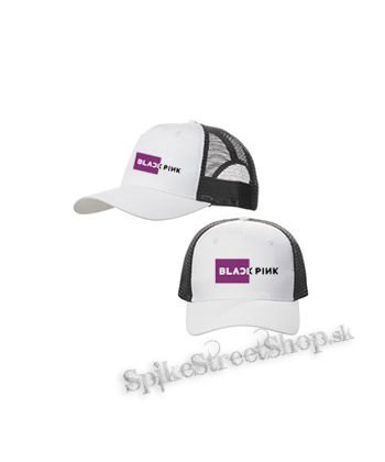 BLACKPINK - Pink Square Crest - bieločierna sieťkovaná šiltovka model "Trucker Cap"