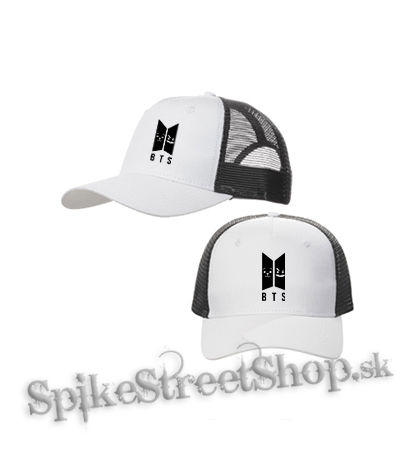 BTS - Emoji BT21 Logo - bieločierna sieťkovaná šiltovka model "Trucker Cap"