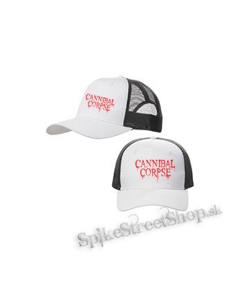 CANNIBAL CORPSE - Red Logo - bieločierna sieťkovaná šiltovka model "Trucker Cap"