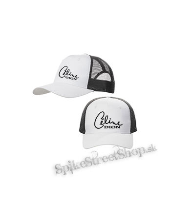 CELINE DION - Logo - bieločierna sieťkovaná šiltovka model "Trucker Cap"
