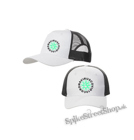 CORONAVIRUS - bieločierna sieťkovaná šiltovka model "Trucker Cap"