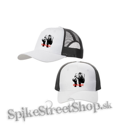 EMINEM - Logo & Portrait - bieločierna sieťkovaná šiltovka model "Trucker Cap"