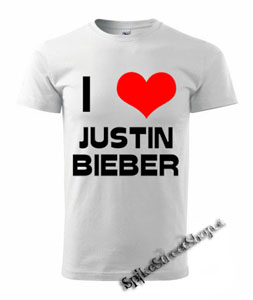 I LOVE JUSTIN BIEBER - biele pánske tričko