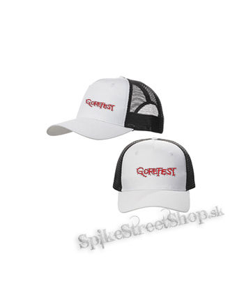 GOREFEST - Logo Red - bieločierna sieťkovaná šiltovka model "Trucker Cap"