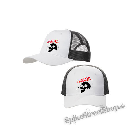 GORILLAZ - Skull - bieločierna sieťkovaná šiltovka model "Trucker Cap"