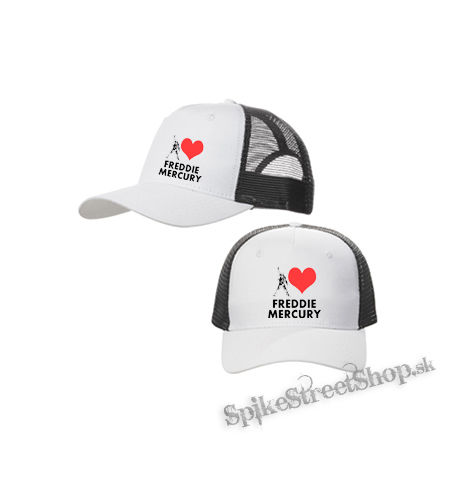 I LOVE FREDDIE MERCURY - bieločierna sieťkovaná šiltovka model "Trucker Cap"
