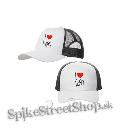 I LOVE KORN - bieločierna sieťkovaná šiltovka model "Trucker Cap"