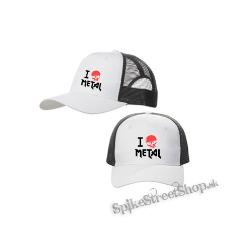 I LOVE METAL - bieločierna sieťkovaná šiltovka model "Trucker Cap"