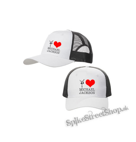 I LOVE MICHAEL JACKSON - bieločierna sieťkovaná šiltovka model "Trucker Cap"