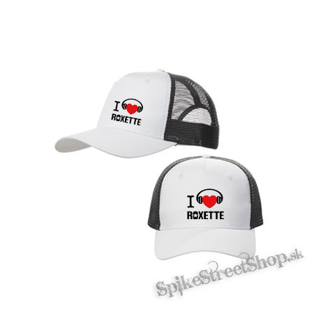 I LOVE ROXETTE - bieločierna sieťkovaná šiltovka model "Trucker Cap"