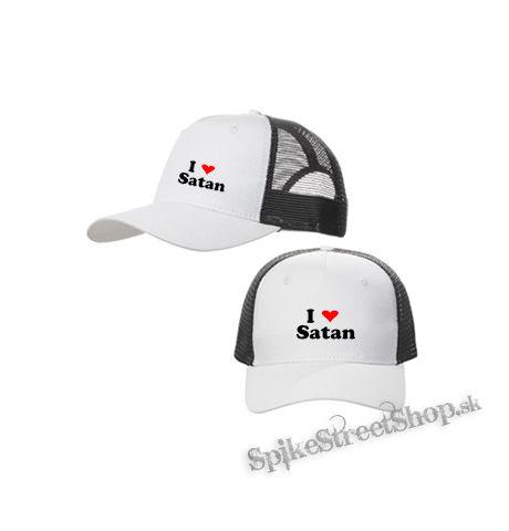I LOVE SATAN - bieločierna sieťkovaná šiltovka model "Trucker Cap"
