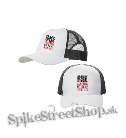 I SEE STARS - She Screams My Name - bieločierna sieťkovaná šiltovka model "Trucker Cap"