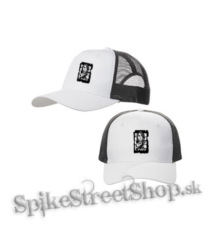 KURT COBAIN - Guitar - bieločierna sieťkovaná šiltovka model "Trucker Cap"