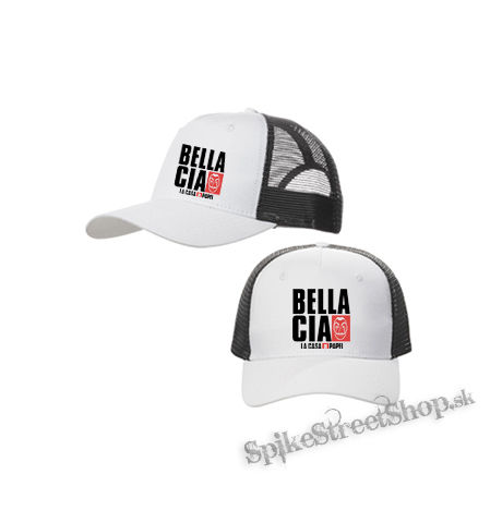 LA CASA DE PAPEL - Bella Ciao - bieločierna sieťkovaná šiltovka model "Trucker Cap"