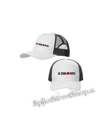 LA CASA DE PAPEL - Logo - bieločierna sieťkovaná šiltovka model "Trucker Cap"