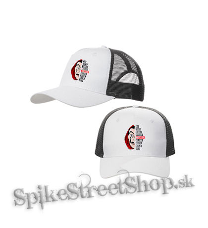 LA CASA DE PAPEL - Professor - bieločierna sieťkovaná šiltovka model "Trucker Cap"