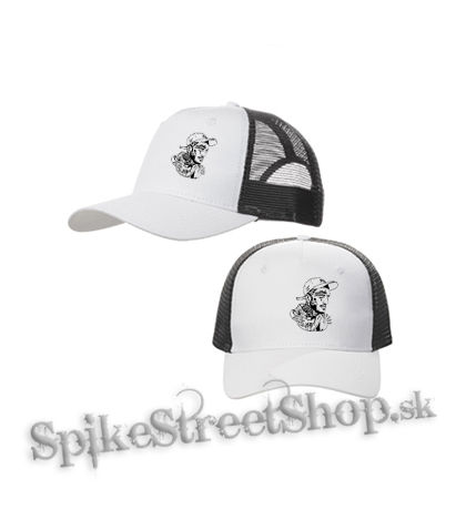 LIL PEEP - Cry Baby Portrait - bieločierna sieťkovaná šiltovka model "Trucker Cap"