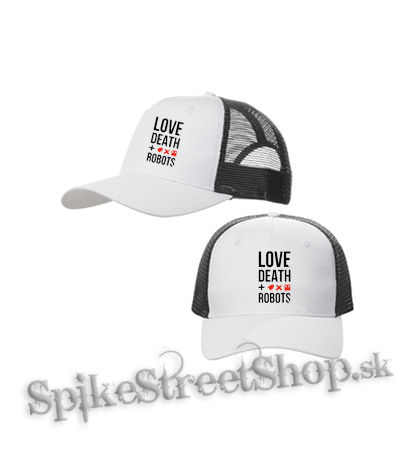 LOVE DEATH ROBOTS - Logo And Crest - bieločierna sieťkovaná šiltovka model "Trucker Cap"