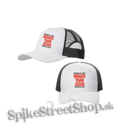 MARILYN MANSON - Bigger Than Jesus - bieločierna sieťkovaná šiltovka model "Trucker Cap"