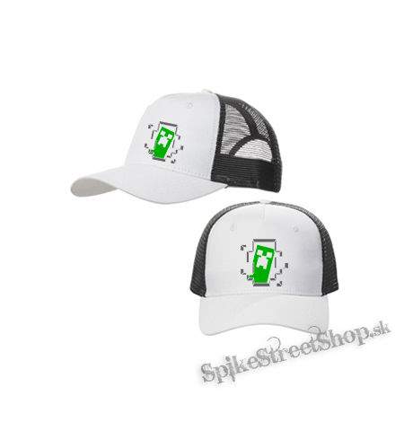 MINECRAFT - Hello I´m Creeper - bieločierna sieťkovaná šiltovka model "Trucker Cap"