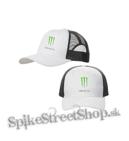 MONSTER ENERGY - Logo - bieločierna sieťkovaná šiltovka model "Trucker Cap"