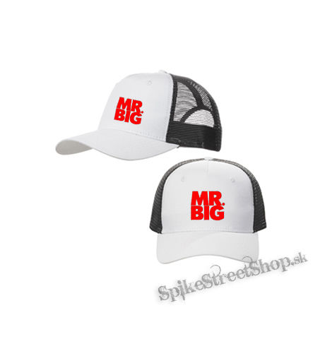 MR BIG - Logo Red White - bieločierna sieťkovaná šiltovka model "Trucker Cap"