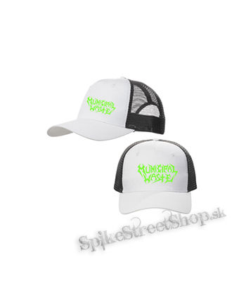 MUNICIPAL WASTE - Logo Green - bieločierna sieťkovaná šiltovka model "Trucker Cap"