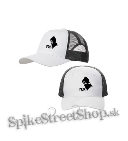 NAS - Logo & Portrait - bieločierna sieťkovaná šiltovka model "Trucker Cap"