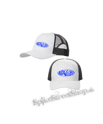 NEWJEANS - Blue Logo - bieločierna sieťkovaná šiltovka model "Trucker Cap"