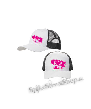 NIRVANA - Pink - bieločierna sieťkovaná šiltovka model "Trucker Cap"