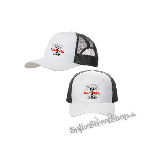 RAMONES - The Family Tree - bieločierna sieťkovaná šiltovka model "Trucker Cap"