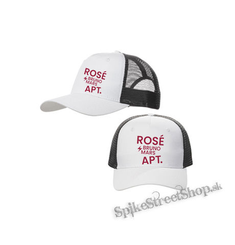 ROSÉ & BRUNO MARS - APT - Pink  Motive 2 - bieločierna sieťkovaná šiltovka model "Trucker Cap"