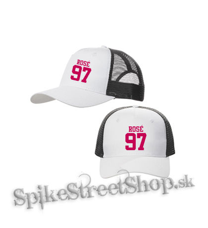 ROSÉ 97 - Pink Logo - bieločierna sieťkovaná šiltovka model "Trucker Cap"