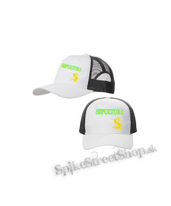 SEPULTURA - Brasil Yellow Logo - bieločierna sieťkovaná šiltovka model "Trucker Cap"