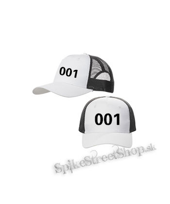 SQUID GAME - 001 - bieločierna sieťkovaná šiltovka model "Trucker Cap"